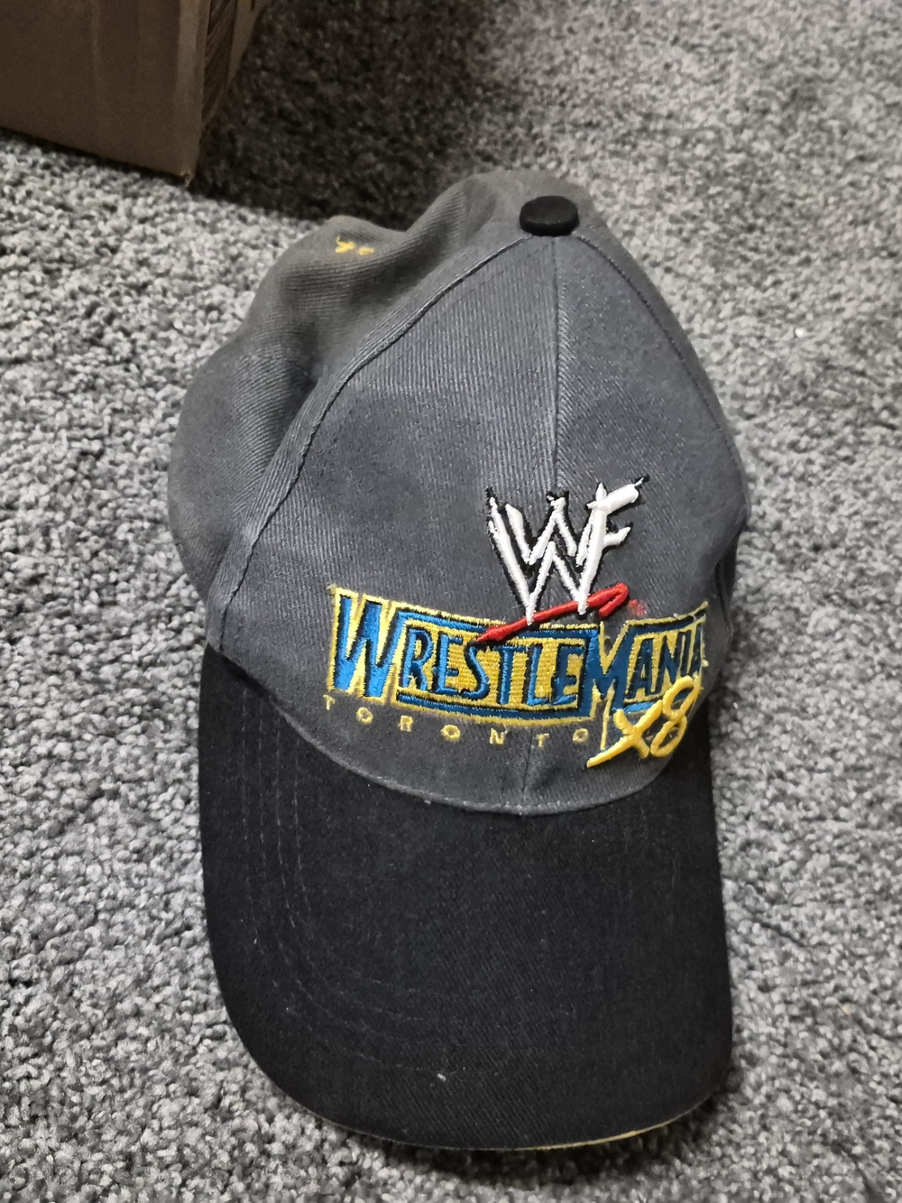 WWF WrestleMania X8 Gray and Black Embroidered Baseball Cap
